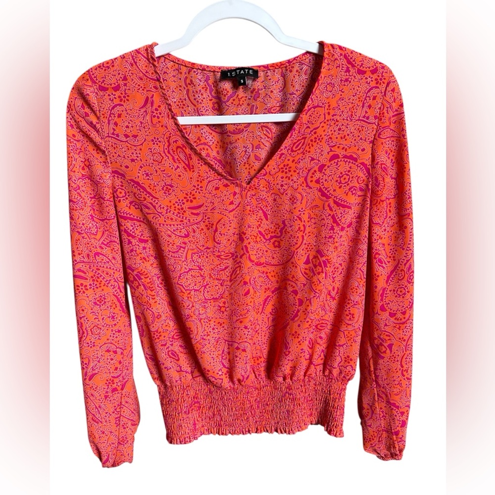 1. State Pink and Orange Paisley Blouse
